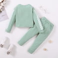 thumbnail image 4 of 18 Months Toddler Baby Girls Clothes Baby Girls Outfits 18-24 Months Baby Girls Long Sleeve Round Neckline Solid Color Top Pants 2PCS Set Green, 4 of 8