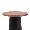 thumbnail image 5 of Hand-Carved Solid Wood Accent Table – Natural Mango Wood Side Table with Round Top for Living Room, Bedroom or Entryway – Boho Rustic Modern End Table Black, 5 of 6