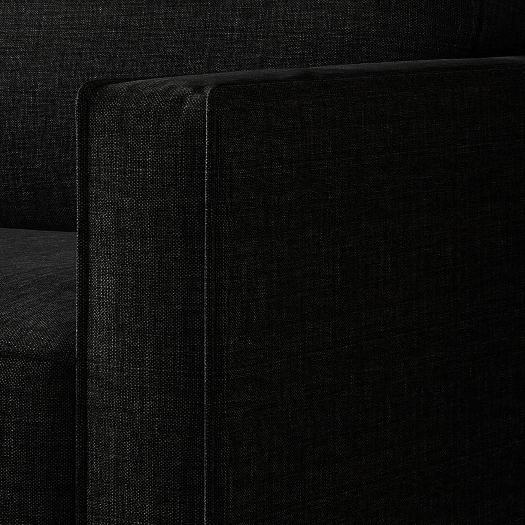 Home Design Marcia Square Arm Loveseat with Padded Back and Seat, Modern Upholstery, Black Legs, Comfortable Living Room Seating, Black