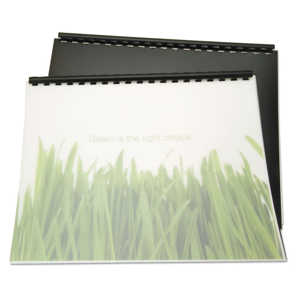 GBC 25818 11 in. x 8.5 in. Unpunched 100 Percent Recycled Poly Binding Cover - Black (25/Pack)