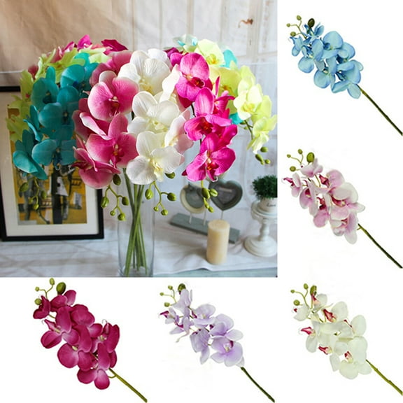 Walbest Artificial Orchid Faux Flower Butterfly Orchid 1 Piece One Branch Silk Flower for Wedding Home Office Party Hotel Yard Decoration Restaurant Patio Festive Furnishing