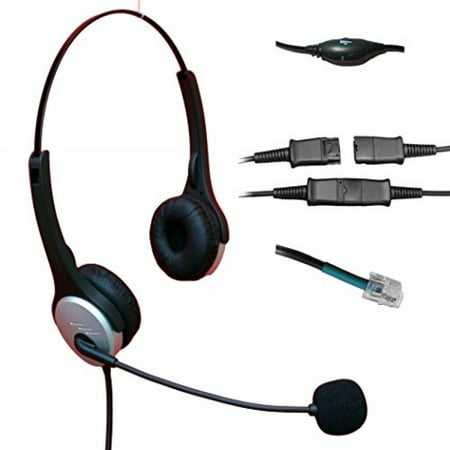 Voistek Corded Binaural Call Center Telephone RJ Headset Noise Cancelling Headphone with Mic and Quick Disconnect for Avaya Nortel Polycom Nec GE Office Landline IP Phones Deskphone
