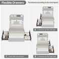 thumbnail image 3 of Bingirl Gray Twin Size Bed Frame with Boucle Upholstered Storage Headboard and 2 Drawers, Bookcase Included, Easy Assembly, No Box Spring Needed, 3 of 7