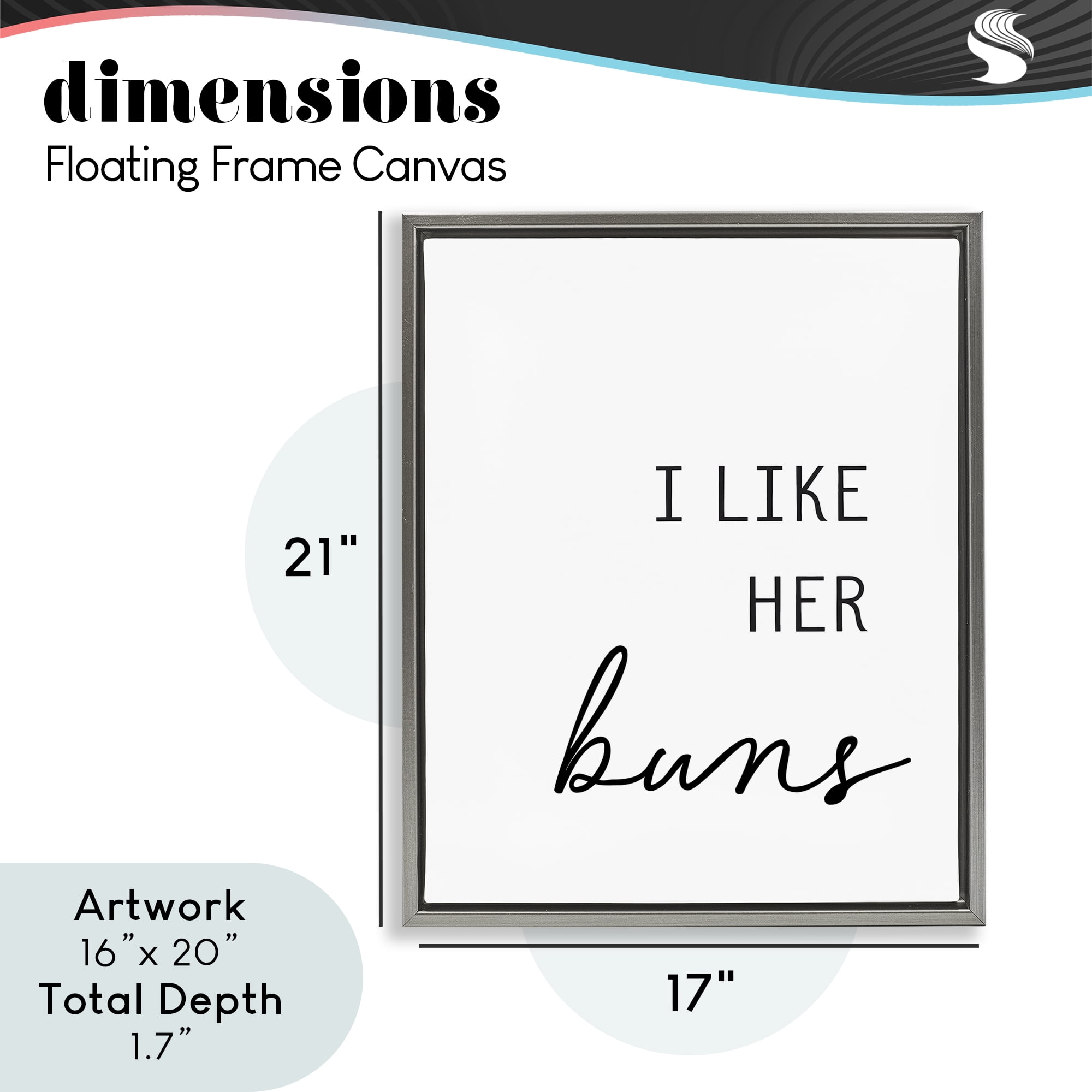 Like Her Buns Gray Framed Floater Canvas Wall Art, design by Lettered and Lined