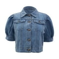thumbnail image 5 of Women's Jackets Comfortable Short Sleeve Puffed Sleeve Jacket Denim Jacket Outerwear, 5 of 6