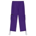thumbnail image 2 of Girls' Active Pants New Cargo Sweatpants for Teen Boy Baggy Elastic Waist Drawstring Pants Teens Active Workout Joggers with Pockets Purple 120, 2 of 5