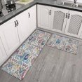 thumbnail image 3 of Boho Light Brown Vintage Country Patterned Carpet Rugs and Mats Non Skid Washable Absorbent Microfiber Soft Kitchen Mat for Floor Set Of 2 Decor Stain Resistant 17"x47"+17"x30", 3 of 7