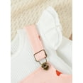 thumbnail image 6 of Seyurigaoka Toddler Baby Girl Fall Clothes 2Pcs Outfit Ruffle Long Sleeve Ribbed Tops T-Shirt + Suspender Pockets Pants Overalls, 6 of 9