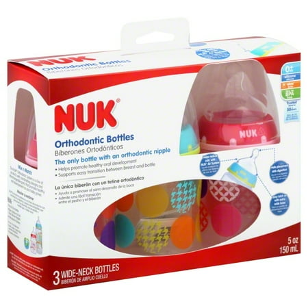 NUK Orthodontic Bottle, 5 oz, Fashion Print, 3 count