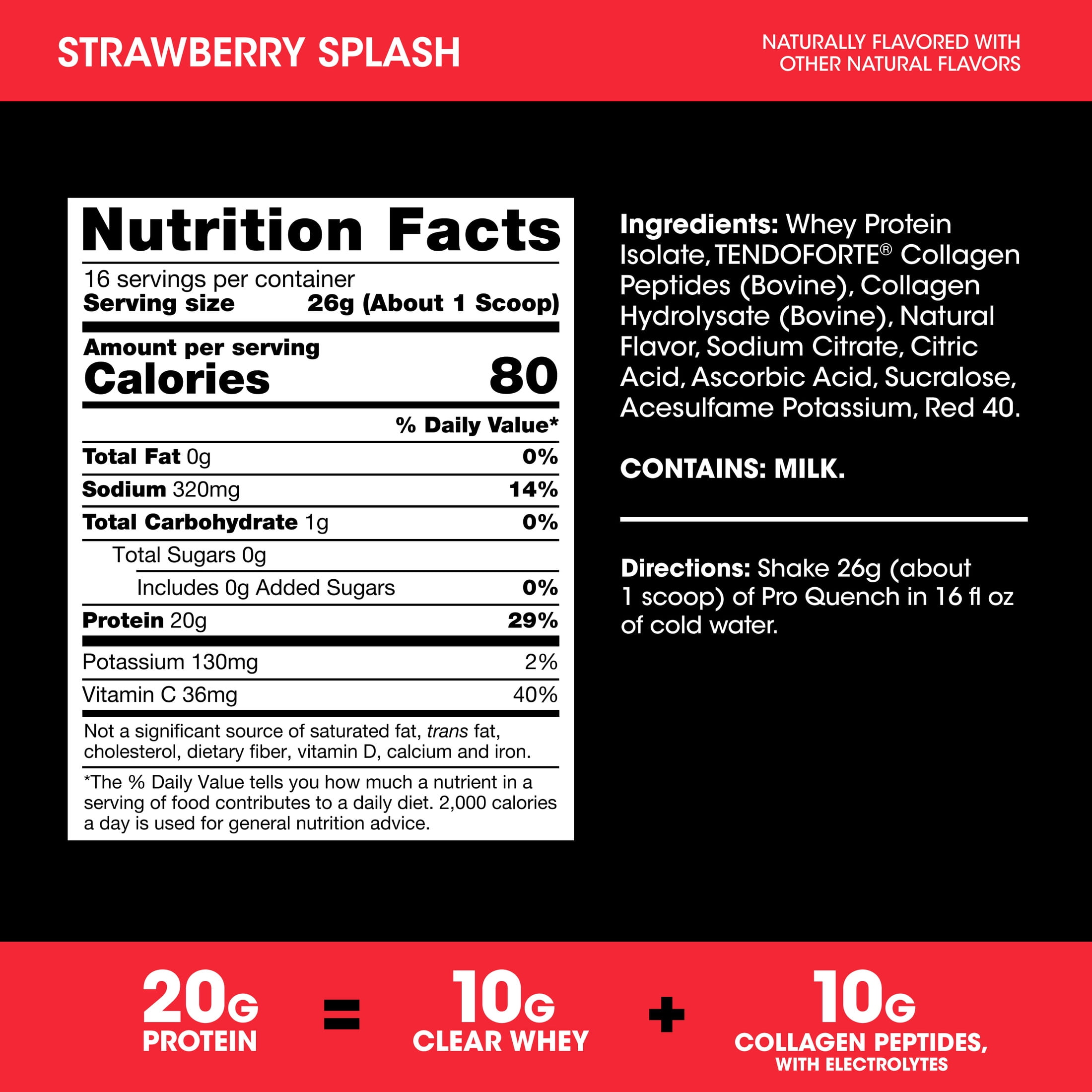Optimum Nutrition ProQuench Clear Protein Powder, Strawberry Splash, 16 Servings