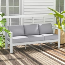 Tolead Outdoor Aluminum Patio Furniture Set, 3-Seat Sofa with 5" Cushions, White/White