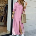 thumbnail image 2 of Dyegold Women Cotton And Linen Shirt Dress Button Down Casual Maxi Dresses Loose Flowy Swing Long Sleeve Vacation Long Dress, 2 of 4