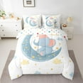 thumbnail image 2 of Manfei Kawaii Blue Elephant Bedding Comforter Set 7pcs for Teens, Dreamy Fairy Tale Animal Queen Bedding Sets, Moon Stars Galaxy Reversible Queen Sheet Sets, Super Cozy Room Decor, 2 of 7