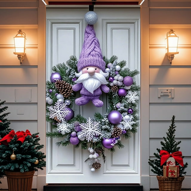 xihome Funda para puerta navideña de 89 x 180 cm con estampado de Pap Noel - Decoracin navideña de polister para fiestas