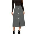 thumbnail image 3 of Lixiuxyad Women's Midi Skirt Women's Long Skirt Solid High Waist Skirt Corduroy Hip Wrap Single Breasted Slim Fit Solid Skirt Fall And Winter,Gray, 3 of 7