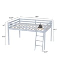 thumbnail image 4 of Zimtown Full Size Junior Low Loft Bed with Stairs, White Wood Bunk Bed Frame, No Box Spring Required, Gray, 4 of 10