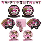 Multicolor LOL Surprise Birthday Party Tableware and Decoration Kit for 16 Guests