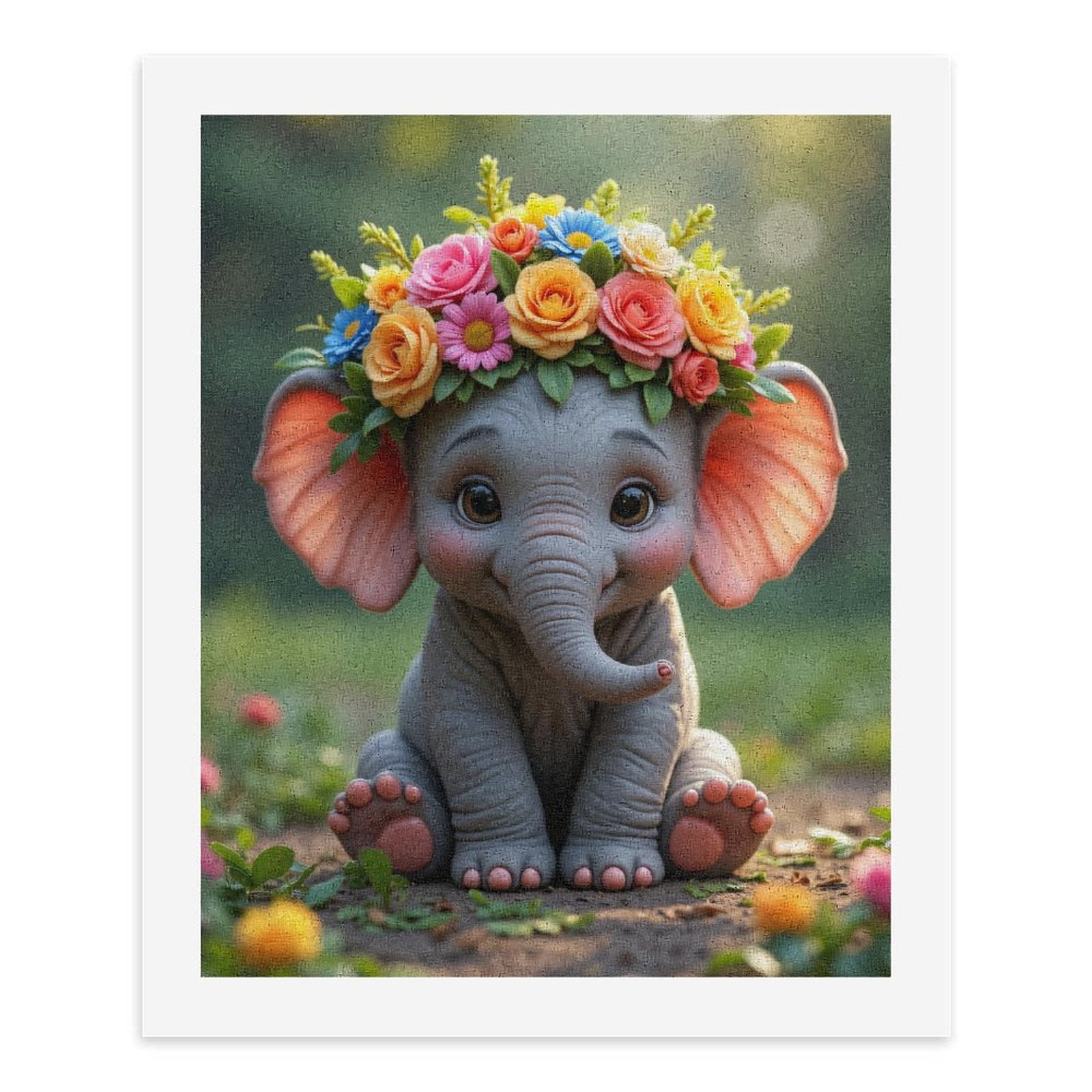 Paint by Numbers Kit for Adults, Elephant With Floral Headpiece Paint by Numbers, Easy Paint by Numbers Kit for Adults Beginner, DIY Adult Paint by Number Kits on Canvas, Home Decor