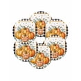 thumbnail image 7 of 13 Inch Round Placemats Set of 6, Orange Pumpkins Fall Non Slip Heat Insulation PP Table Mats, Black Plaid Polka Dot Botanical Washable Place Mats for Kitchen Dining Party Table Decor, 7 of 7