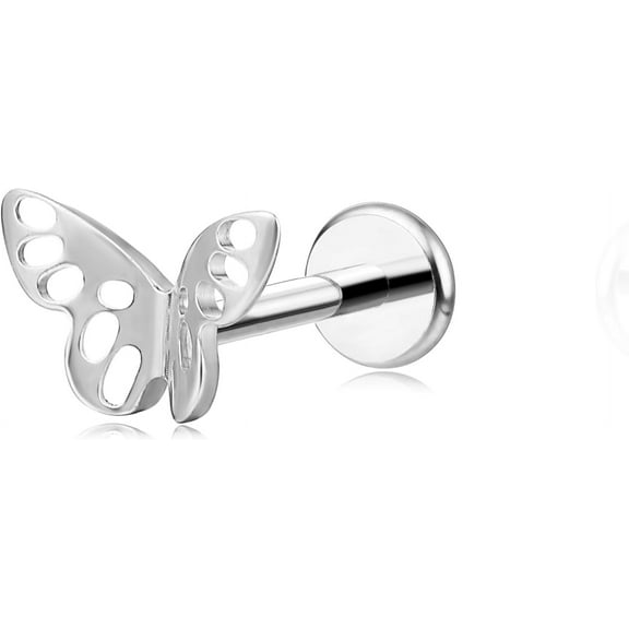 Limerencia Butterfly Styling F136 Hypoallergenic Flat Titanium Earrings (1 Piece)