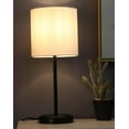 thumbnail image 5 of Mainstays 19 Inch Modern Black Stick Table Lamp with White Fabric Shade and USB Port, 5 of 5