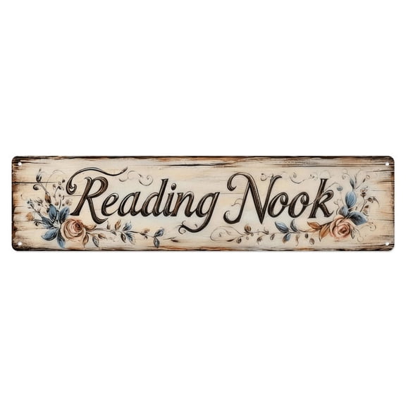 Reading Nook Tin Sign Vintage Metal Poster Living Room Bar Man Cave Home Wall Art Decor 4x16inch
