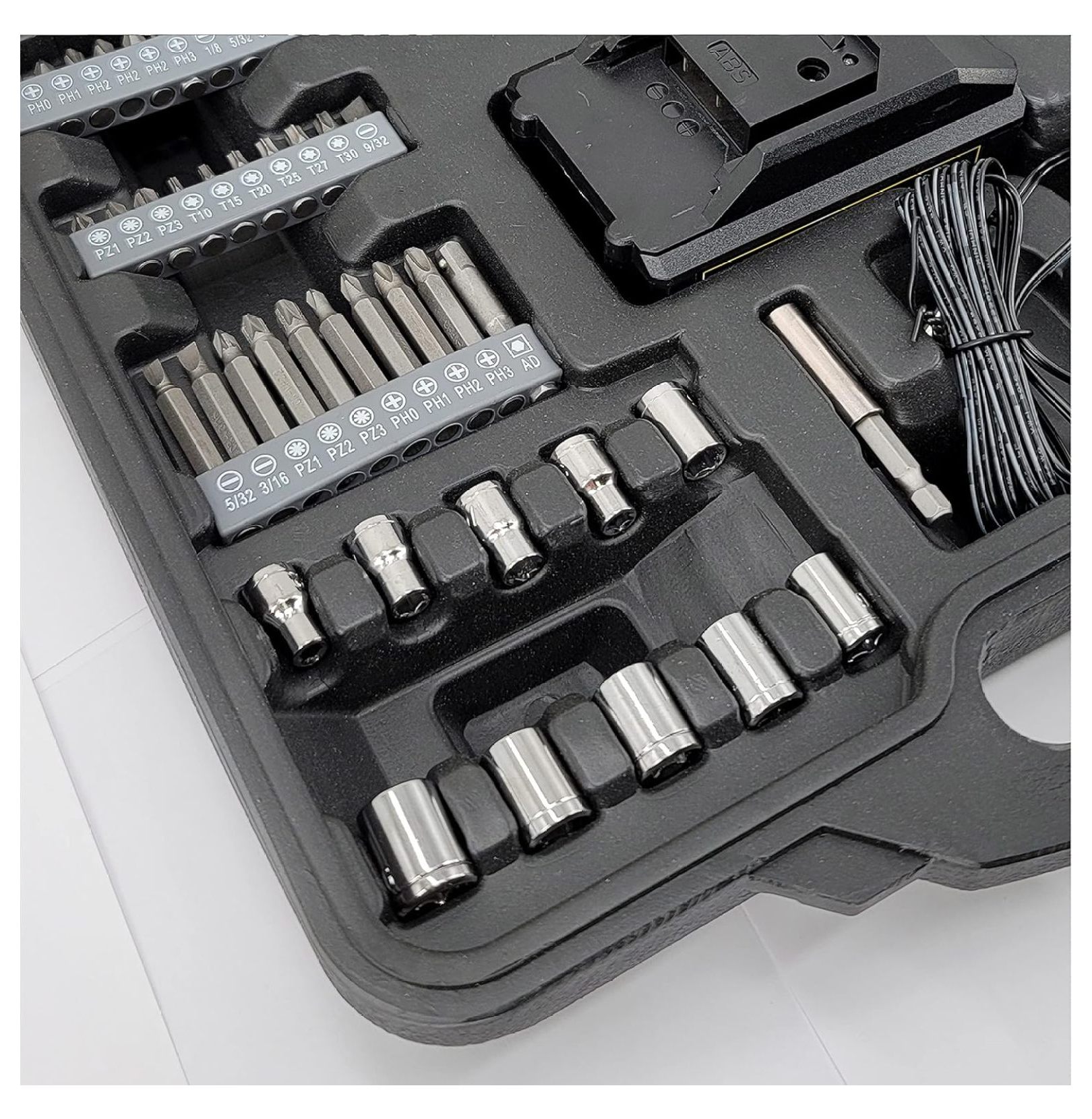 20V Speed 1300 RPM Household Lithium Battery Cordless Drill Driver Power Drill with 77 Pieces and a 1300mA Large Capacity Lithium Ion Battery Stays Powered Up
