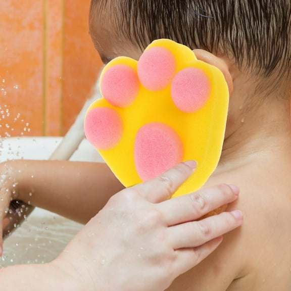 FRCOLOR Cute Paw Shaped Bath Sponges Cartoon Baby Bath Shower Brush Bath Scrubbers Exfoliating Scrub Sponges Bathing Tools For Baby Kids Toddlers
