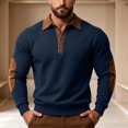 thumbnail image 4 of TOUMENY Men Sweater Button Down Long Sleeve Solid Collared Slim Tops Fall Winter Casual Vintage Fashion Pullover Dark Blue XXXL, 4 of 7