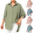 thumbnail image 1 of Ropa de trabajo,Camisa de lino con cuello en V para mujer, blusa informal de manga 3/4, top holgado de poliéster, ideal para primavera y otoño, sopatenor, 1 of 9