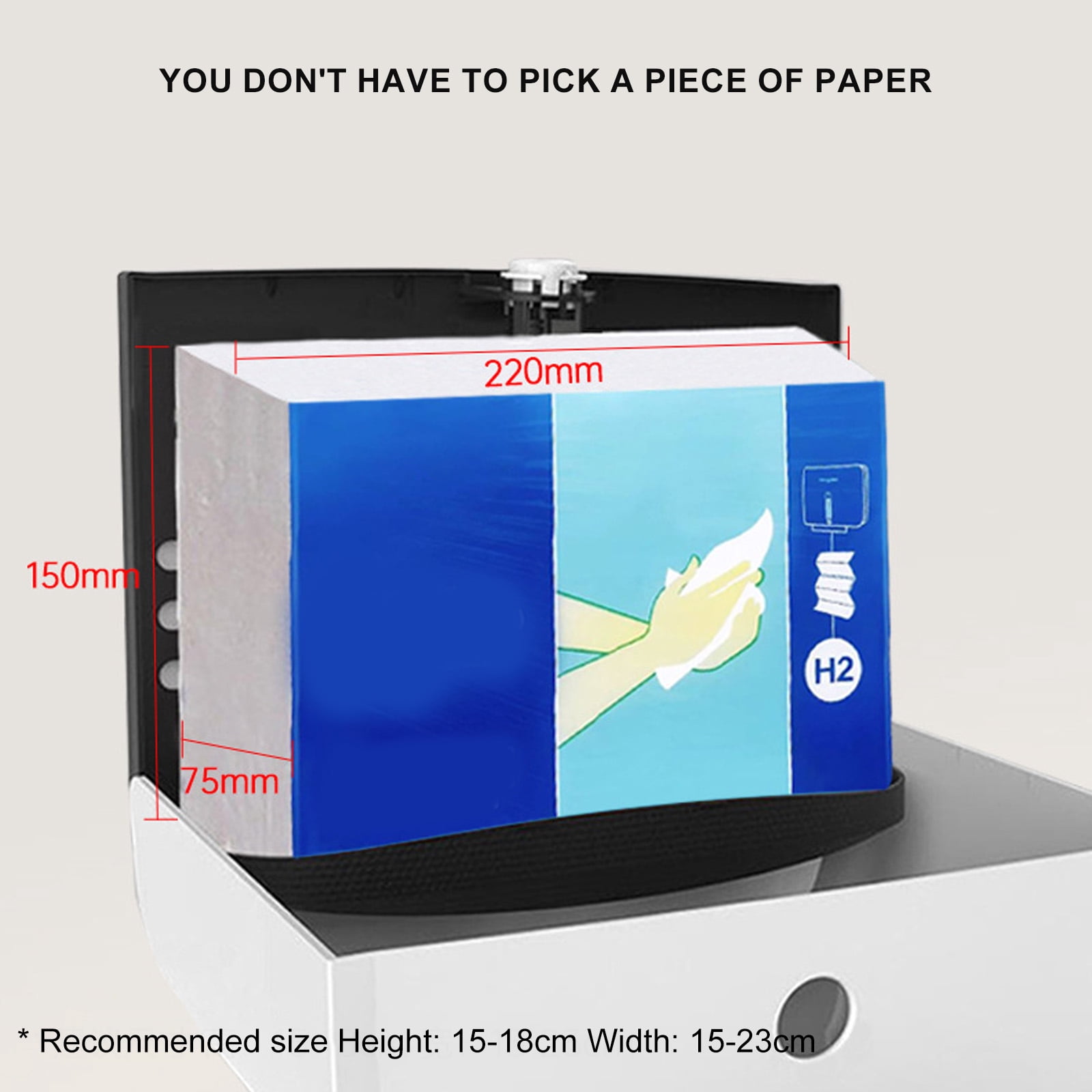 Modern ABS Wall Mounted Paper Towel Dispenser Tissue Holder Box with Lock for Bathrooms with Clear Fill Levels Window