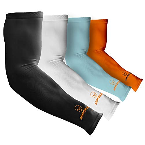 ARMORAY Arm Sleeves for Men or Women Basketball Golf Running, Black, Size Large