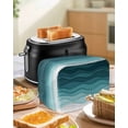 thumbnail image 5 of Fsddascl Turquoise Stripes Toaster Cover 4 Slice, Large Kitchen Appliance Covers, Farmhouse Gradient Sea Waves Beach Toaster Oven Cover with Loop, Bread Machine Cover Polyester Dust Cover Protection, 5 of 5