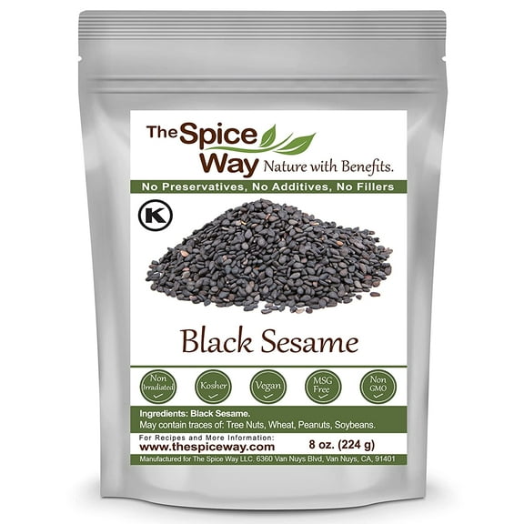 The Spice Way Black Sesame Seeds - Middle Eastern and Asian Cuisine - 8 oz.
