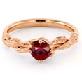 thumbnail image 2 of Dainty 14k Rose Gold Leaf Ruby Ring, 2 of 4