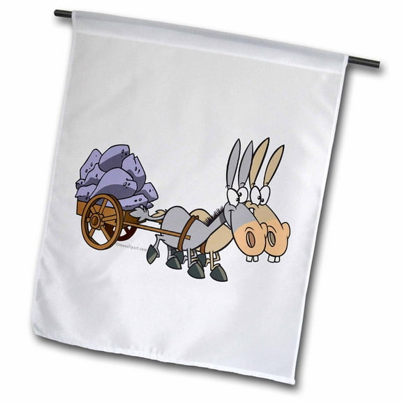 3dRose, Teamwork Donkeys Mules Cartoon, 12 x 18 inch Garden Flag