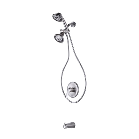 Wowow Single Handle 8-Spray Patterns Tub and Shower Faucet 1.8 GPM with Handheld Shower in Brushed Nickel (Valve Included)