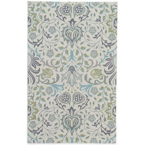 Momeni  Newport Hand Tufted Wool Floral Area Rug Blue 2' 3" x 8' Contains Latex 8' Runner Indoor,Runner,Handmade Bedroom,Living Room Ivory,Green