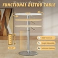 thumbnail image 2 of Homall 2 Pieces Bar Table Height Adjustable Bistro Pub Table Cocktail Round Table with Metal Base, White/Sliver, 2 of 7