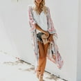 thumbnail image 2 of Cover Ups for Women Boho Floral Chiffon Kimono Cardigan Long Flowy Beach Wrap Summer Sun Protection Tunic for Pool and Vacation, 2 of 5