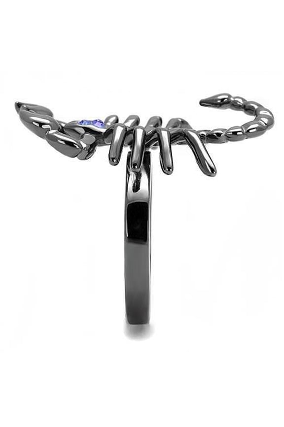 TK3205 - IP Light Black (IP Gun) Stainless Steel Ring with Top Grade Crystal in Sapphire