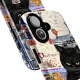 thumbnail image 2 of Vintage Cat Collage Phone Case, Whimsical Black and White Cat Design, Artistic Floral and Strawberry Pattern Protective Cover for iPhone 16 15 14 13 12 11 Pro Plus Mini, 2 of 6