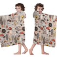 thumbnail image 4 of Brown Mushroom Line Light Pattern Hooded Bath Towel，60"x35" for Ages 3 To 12 Kids, Quick Dry Lightweight Soft Microfiber Hood Beach Towel Cover Up for Kids, 4 of 7