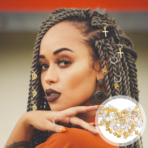 LULULION Braid Beads Hair Aluminum Alloy Hair Decoration for Women at Party 140pcs