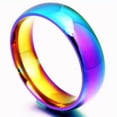 thumbnail image 4 of 2/4/6/8mm Mystic Rainbow Band Men Women's Titanium Steel Engagement Ring Sz 5-13, 4 of 6