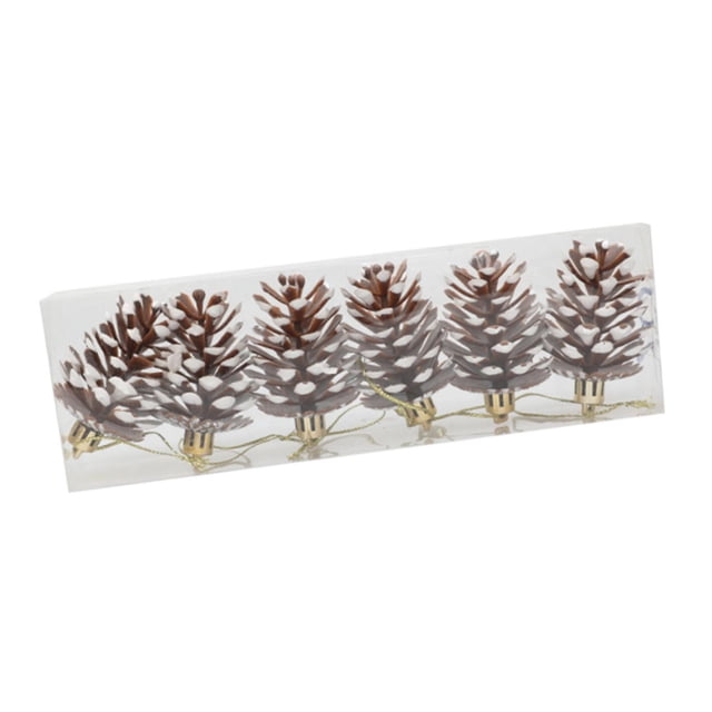 6 piñas artificiales para decoración de de Navidad, manualidades, regalos ideales, adornos colgantes de Navidad para porche, hogar y oficina Marrón