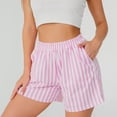 thumbnail image 6 of PNTUTB Summer Shorts for Women Stylish Striped Versatile Shorts Elastic High-Waisted Lightweight Breathable Loose Comfortable Casual Shorts with Pockets, 6 of 6
