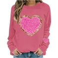 thumbnail image 4 of GUZOM Womens Hot Pink Valentine's Day Sweatshirt - Sparkle Sequin Fuzzy Heart, Soft Lightweight Loose Crewneck Cute Festive Casual Top,Size M, 4 of 5