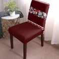 thumbnail image 3 of Chair Covers for Dining Room Set of 6,Christmas Bell Bow Stretch Seat Protector Removable Washable Chairs Slipcovers for Kitchen Banquet Wedding Hotel,Winter White Snowflakes Flowers, 3 of 6