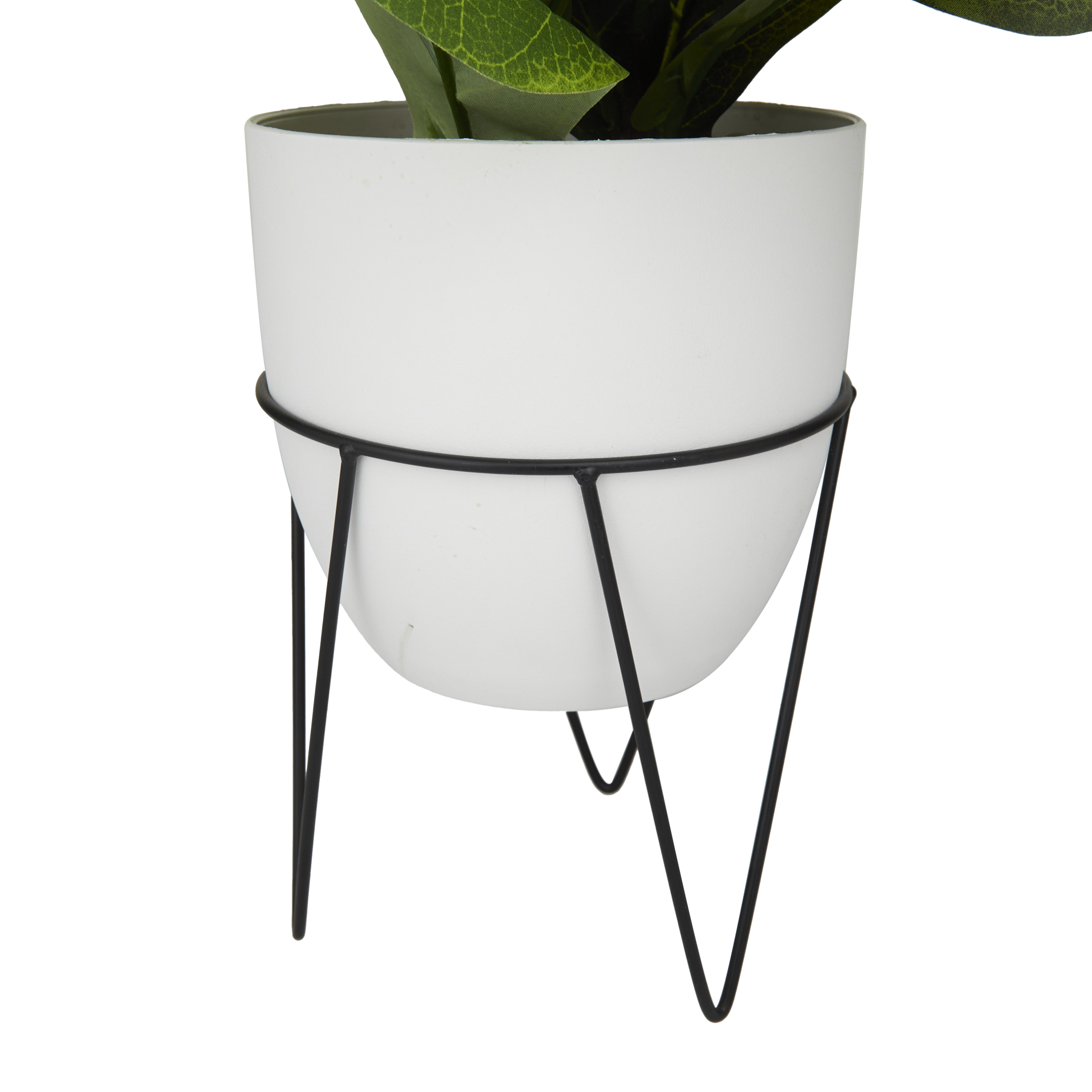 DecMode 19" Artificial Pilea Plant in Realistic Leaves and Metal Stand and White Pot